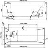 Hydromasážní vířívá obdélníková vana Kombi Elektro 170 x 75 cm nákres